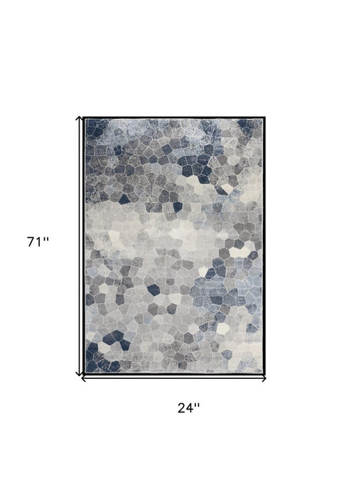 2' X 3' Navy Blue Cobblestone Pattern Scatter Rug